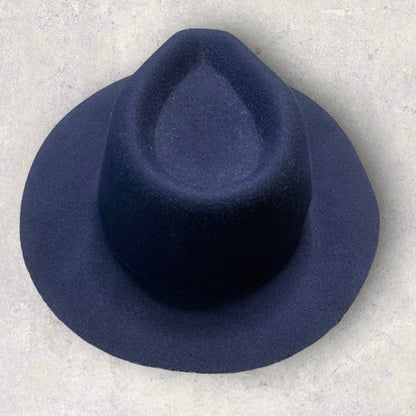 Women’s Wool Midnight Blue Wide Brim Fedora Hat