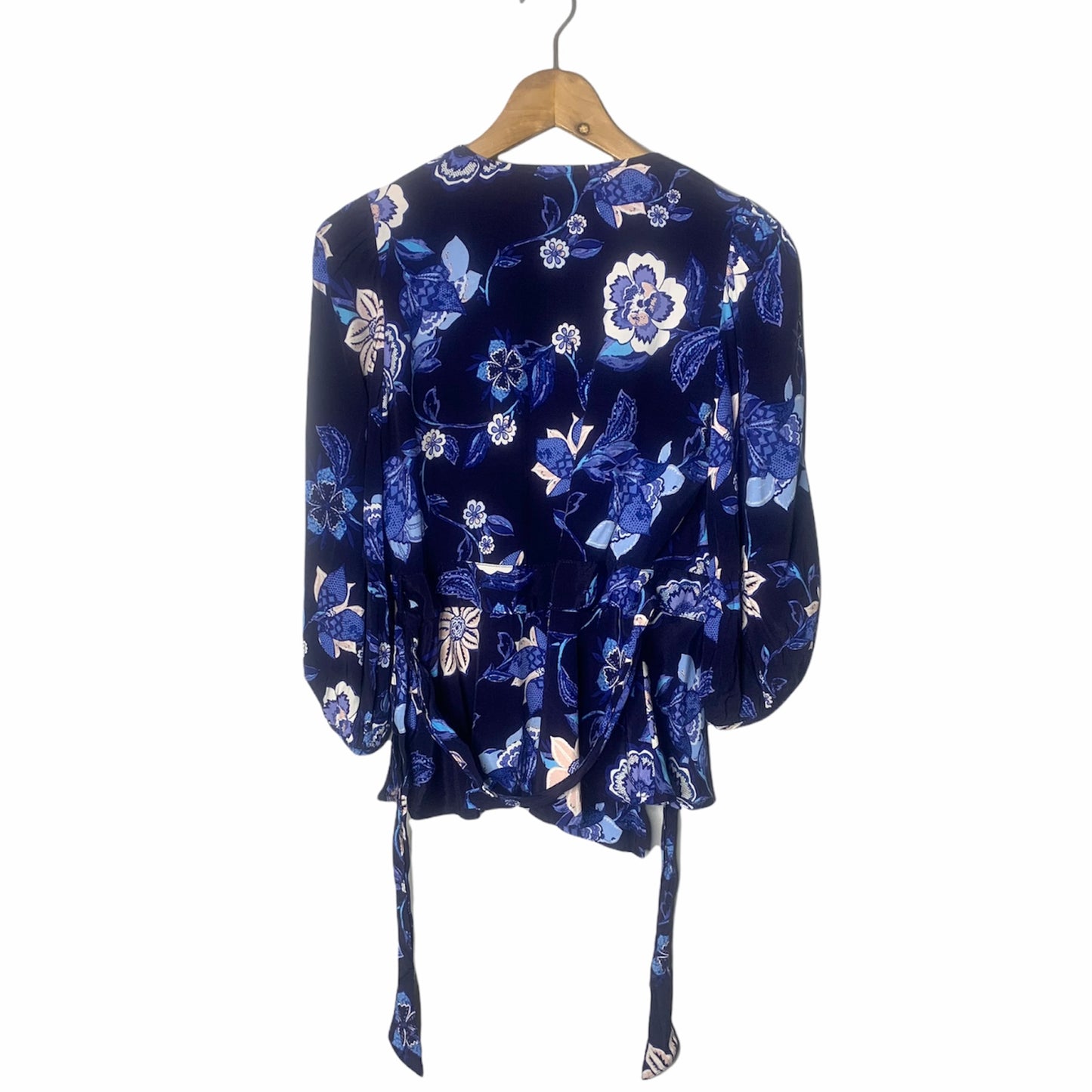 Women’s Blue Floral Crop Wrap Blouse