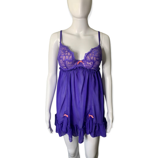 Betsey Johnson Purple Babydoll Lingerie Nightie
