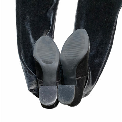 Gray Isaac Velvet Over The Knee High Sock Boots