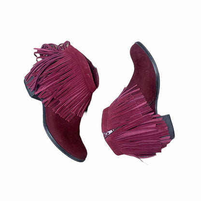 Burgundy Fringe Ankle Booties