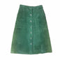 Vintage Forest Green Leather Button Front Midi Skirt