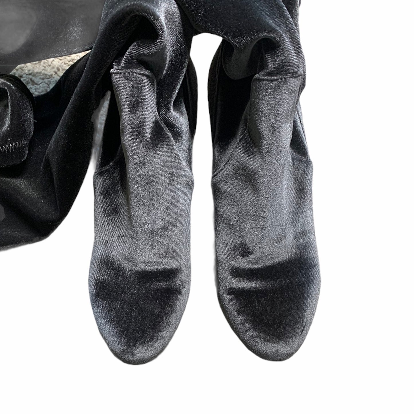 Gray Isaac Velvet Over The Knee High Sock Boots