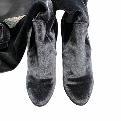 Gray Isaac Velvet Over The Knee High Sock Boots
