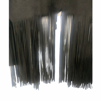 Black Fringe Goat Leather Crop Jacket