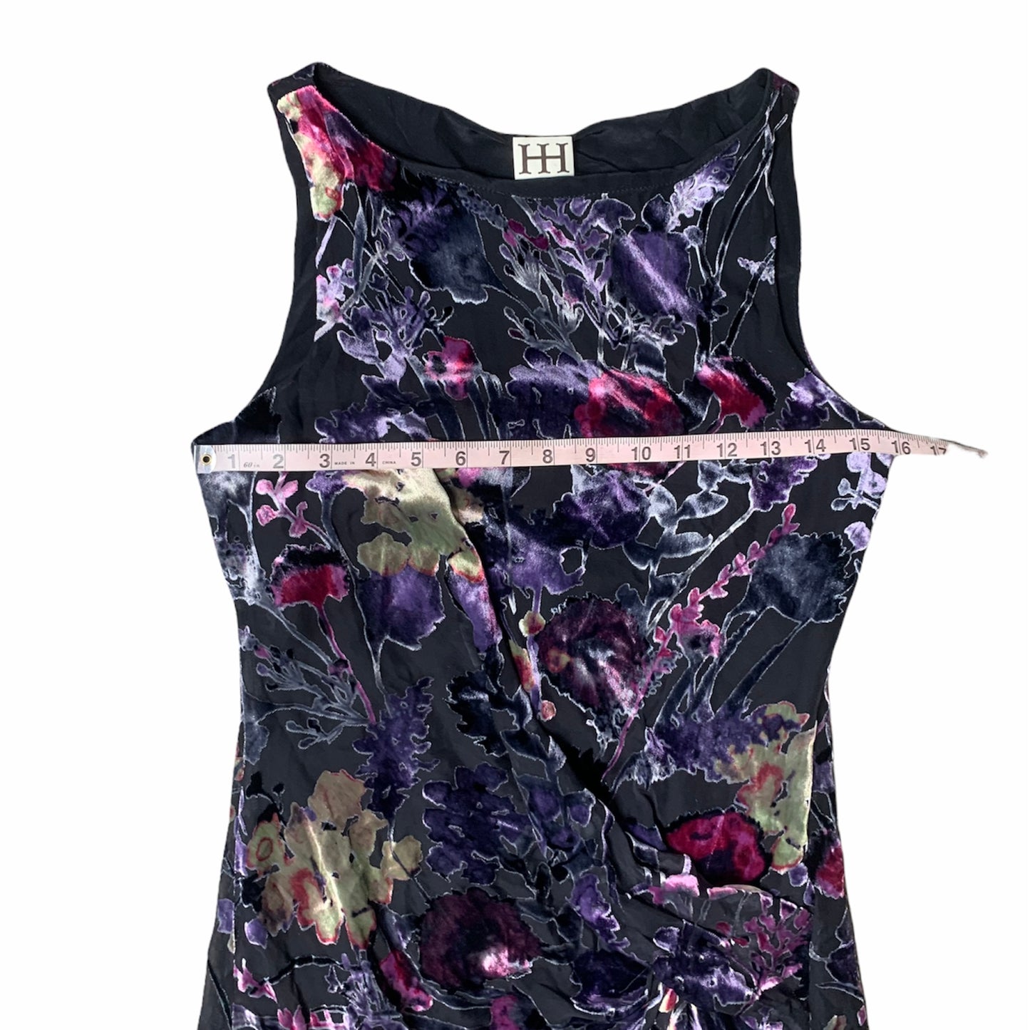 Boho Sleeveless Floral Velvet Burnout Dress