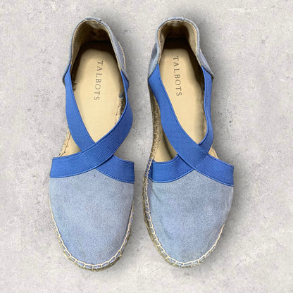 Talbots Leather Criss Cross Blue D’Orsay  Espadrille Flats Women’s Size 7