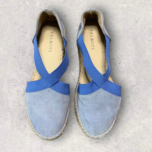 Talbots Leather Criss Cross Blue D’Orsay  Espadrille Flats Women’s Size 7