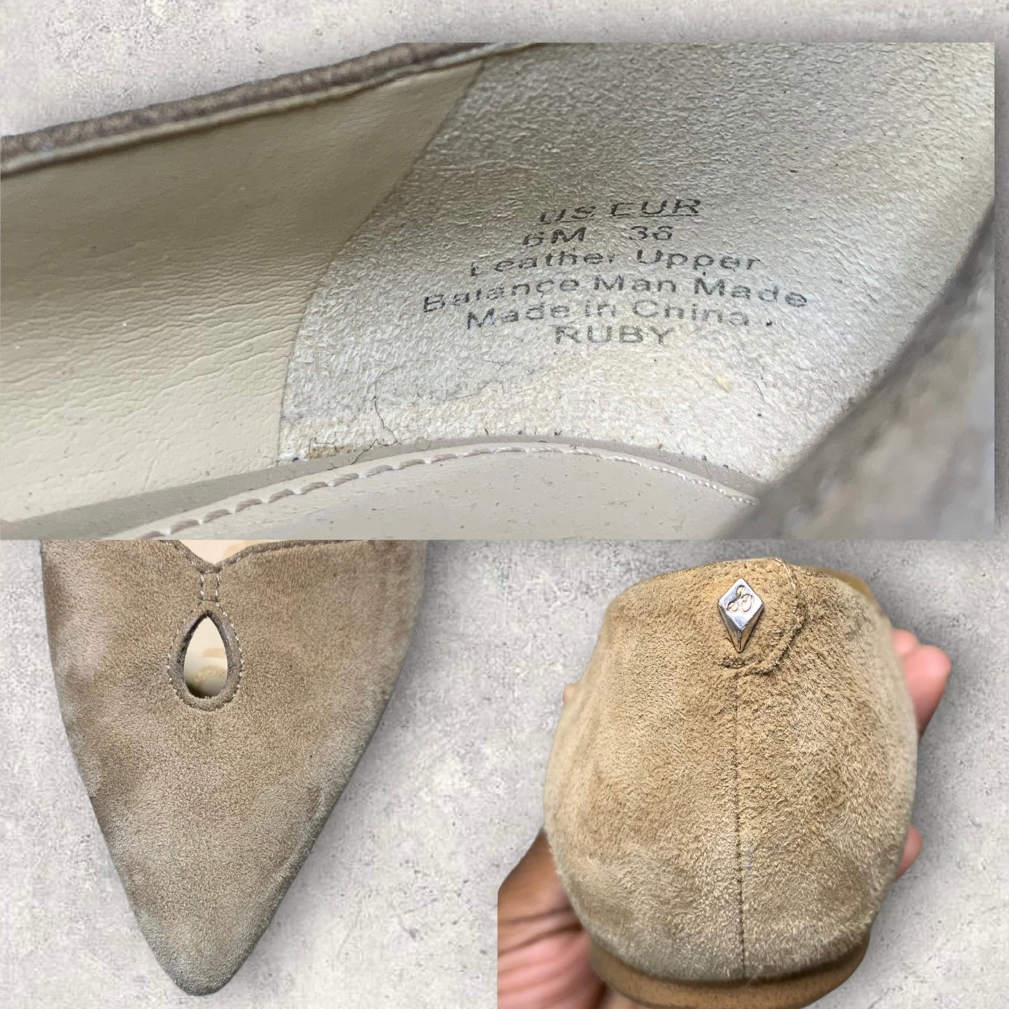 Sam Edelman Suede Oatmeal Ruby Pointed Flats Women’s Size 7.5