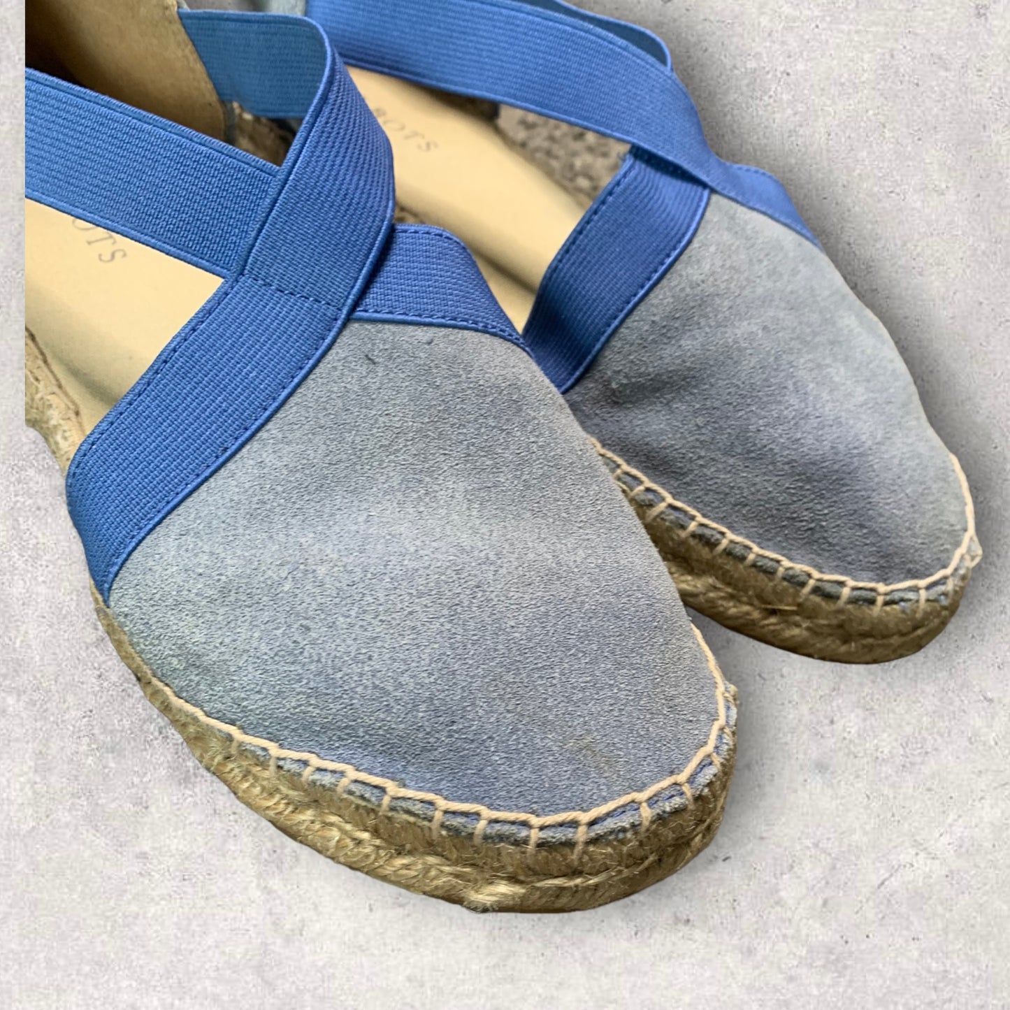Talbots Leather Criss Cross Blue D’Orsay  Espadrille Flats Women’s Size 7