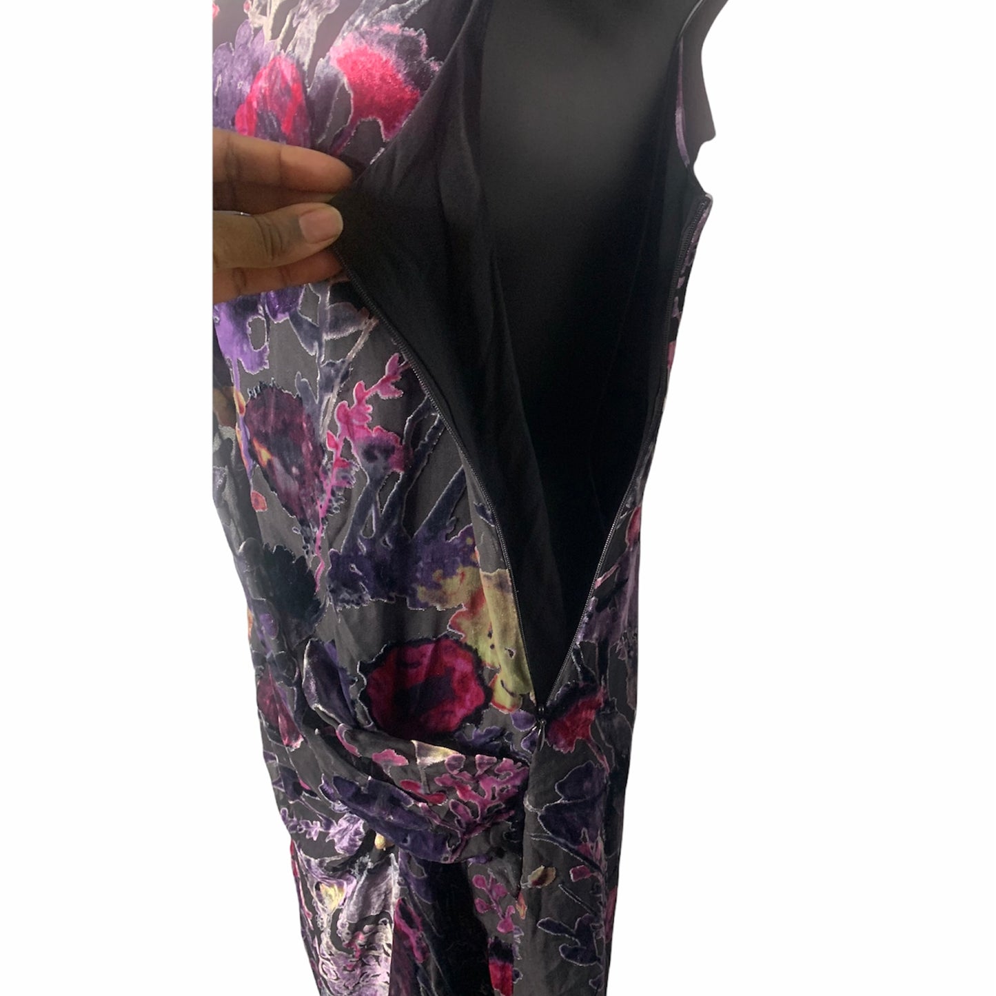 Boho Sleeveless Floral Velvet Burnout Dress
