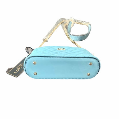 Pale Blue Quilted Gold Chain Mini Bag