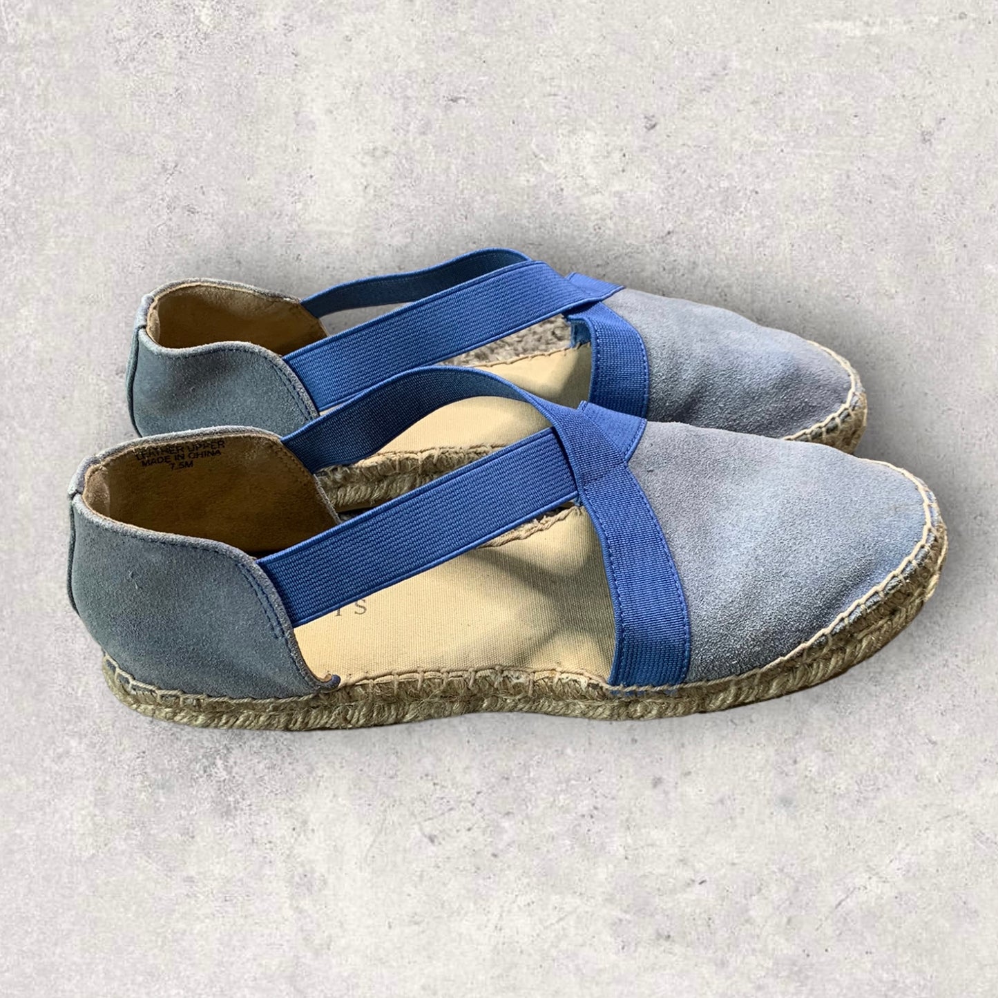 Talbots Leather Criss Cross Blue D’Orsay  Espadrille Flats Women’s Size 7