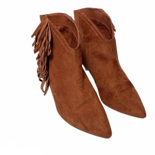 Roll Around Suede Rustic Western Fringe Ankle Boot
