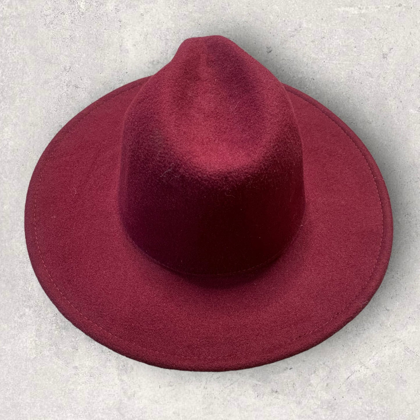 Boardwalk Empire Style Wide Brim Fedora Hat in Wine Red