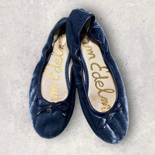 Sam Edelman Felicia Velvet Blue Bow Ballet Flats Women’s Size 11