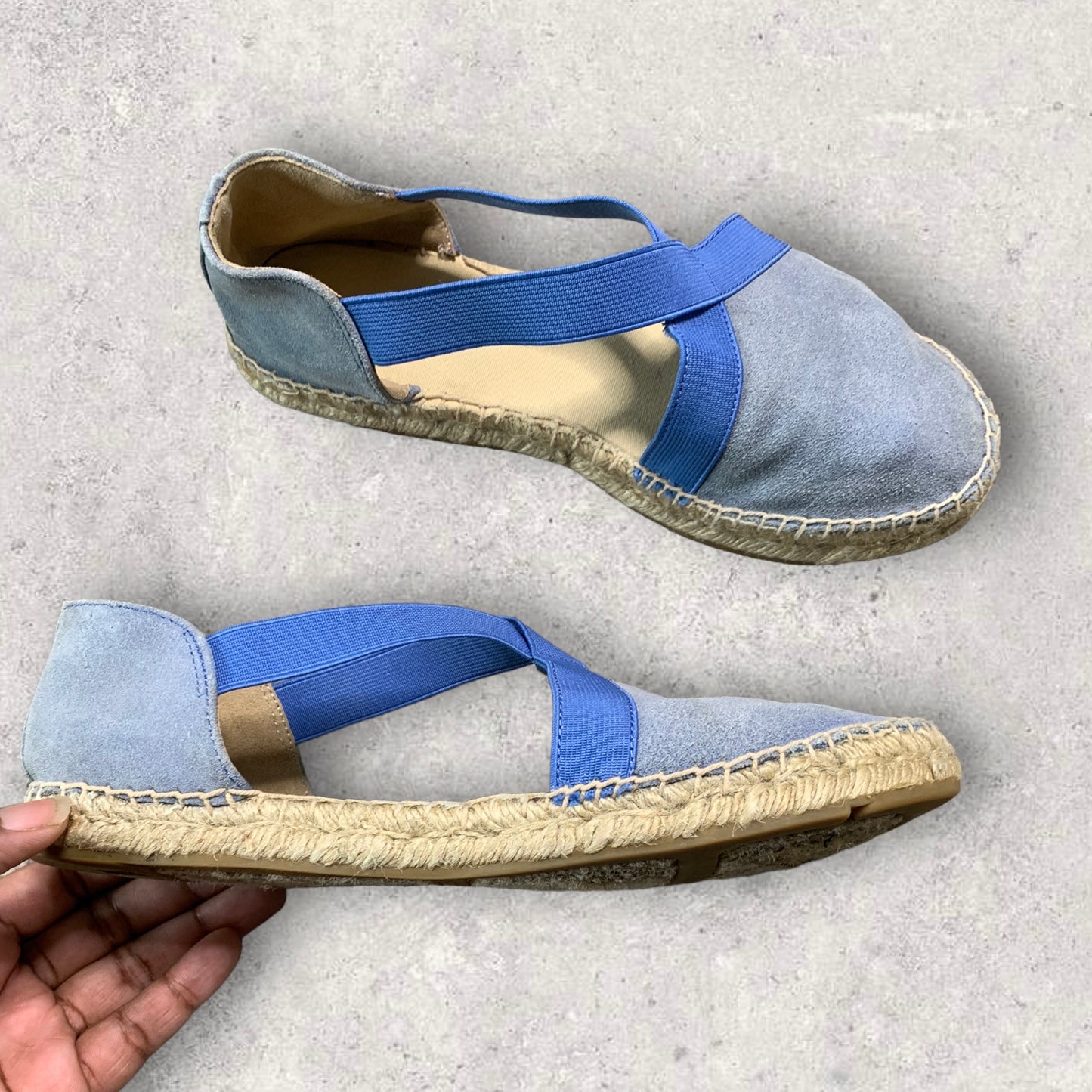 Talbots Leather Criss Cross Blue D’Orsay  Espadrille Flats Women’s Size 7