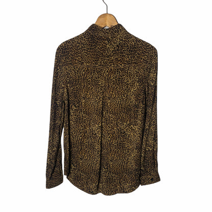 Animal Print Long Sleeve Button Up Top