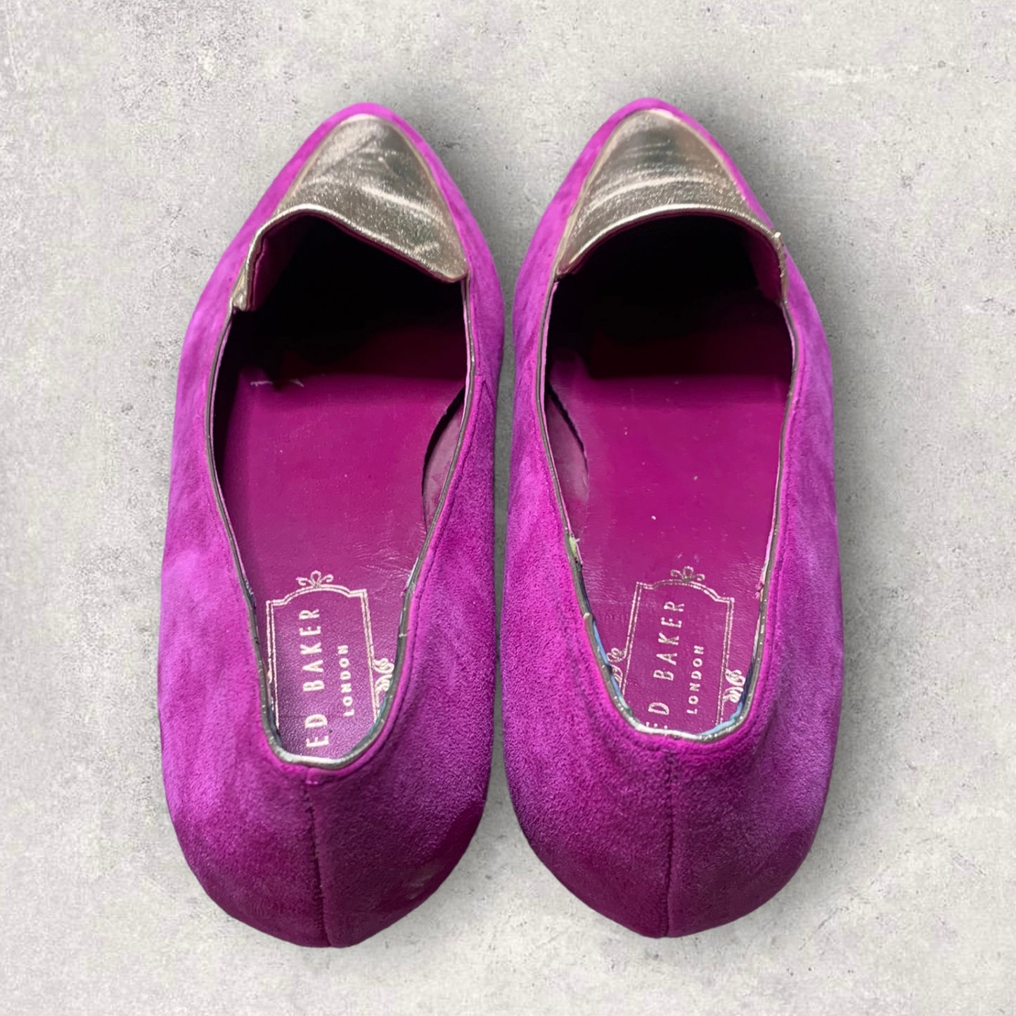 Women’s Magenta & Metallic Gold Leather Loafers Size 6 ½