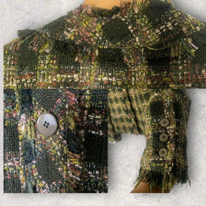 Vintage Josephine Chaus Green Metallic Tweed Blazer Women’s Size 6