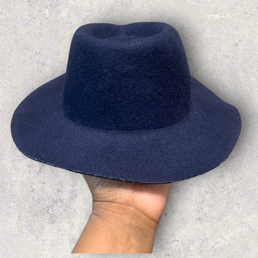 Women’s Wool Midnight Blue Wide Brim Fedora Hat