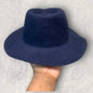 Women’s Wool Midnight Blue Wide Brim Fedora Hat