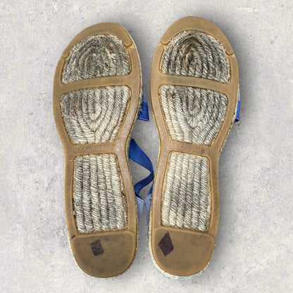 Talbots Leather Criss Cross Blue D’Orsay  Espadrille Flats Women’s Size 7