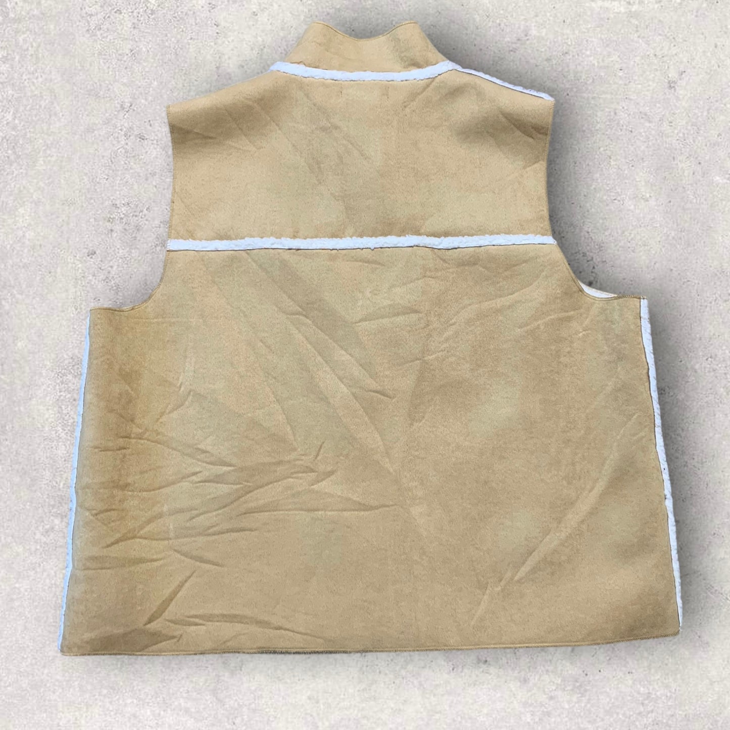 Y2K Suede Sherpa Vest in Cappuccino Women’s Size XL
