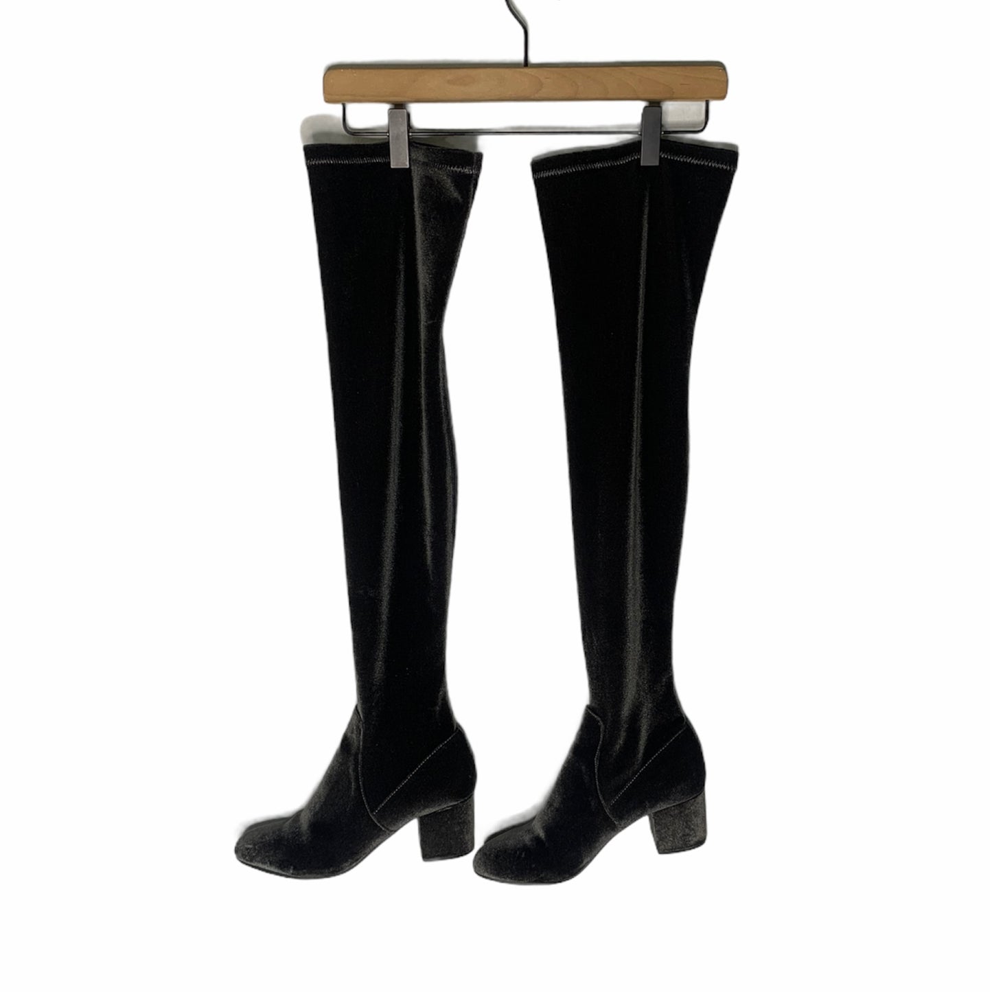 Gray Isaac Velvet Over The Knee High Sock Boots