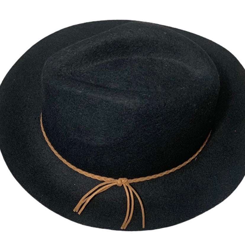 Women's Black Braided Wool Fedora Felt Hat