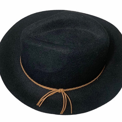 Women's Black Braided Wool Fedora Felt Hat