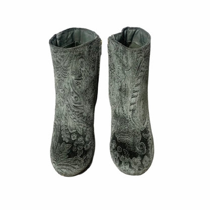 Sage Green Velvet Ankle Boots