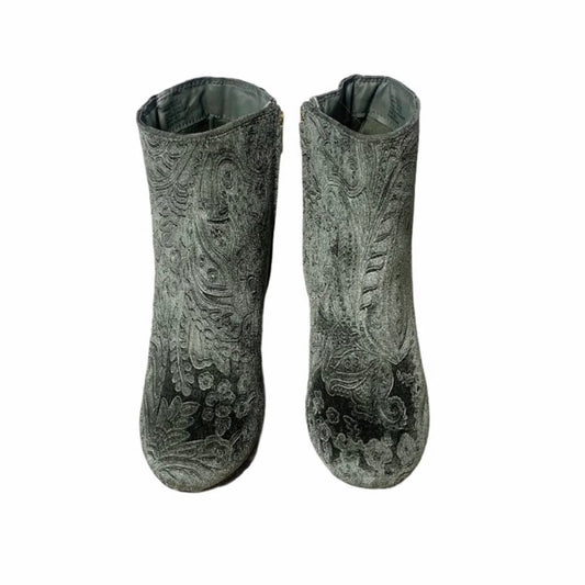 Sage Green Velvet Ankle Boots