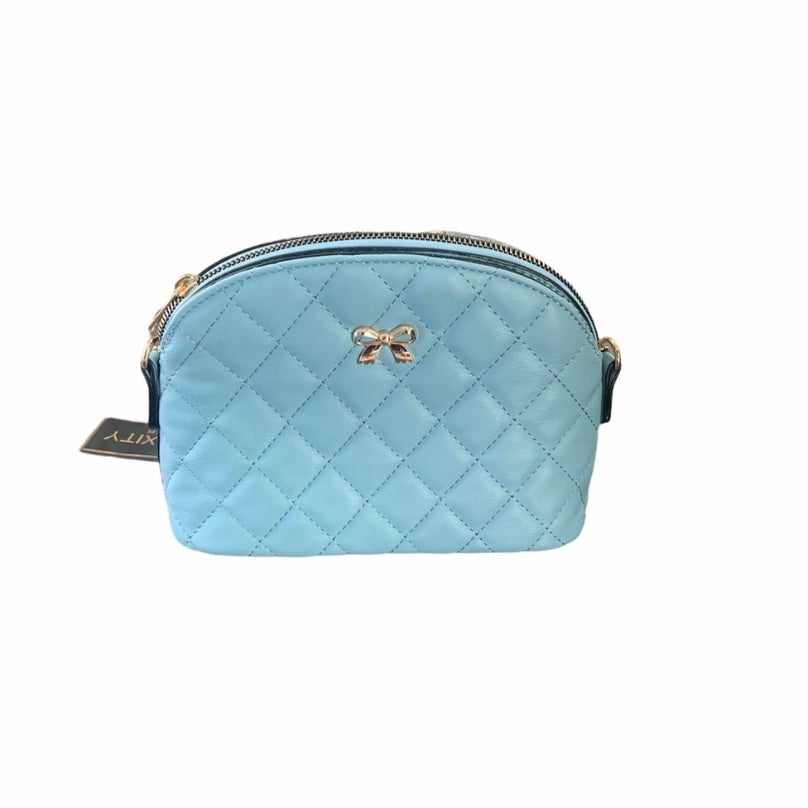 Pale Blue Quilted Gold Chain Mini Bag