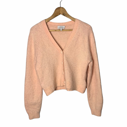 & Other Stories Soft Pink Cropped Wool Blend Button Cardigan