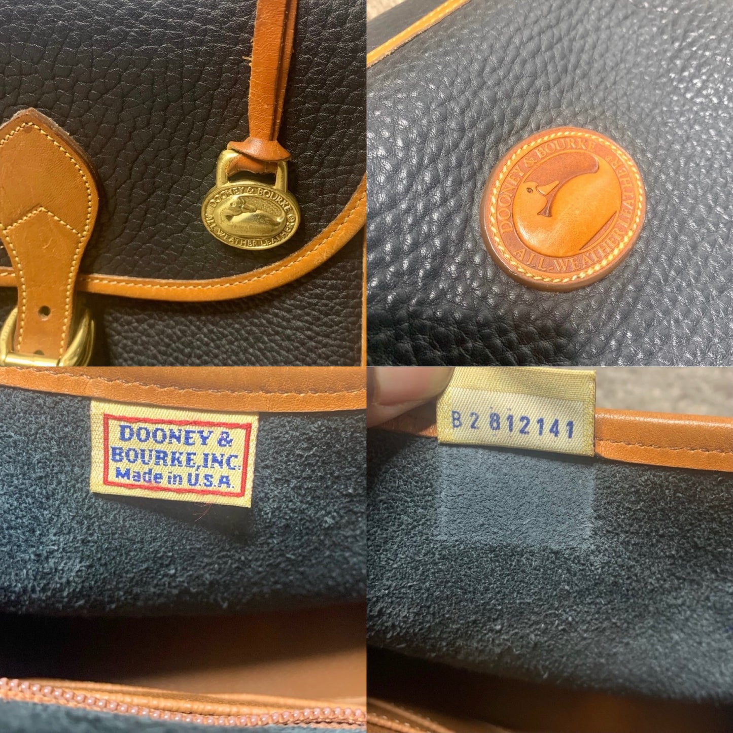 Vintage Dooney & Bourke Pebbled Leather Carpet Bag
