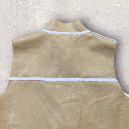 Y2K Suede Sherpa Vest in Cappuccino Women’s Size XL