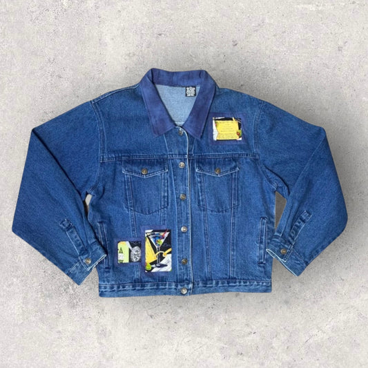 Vintage PTNY Martini Receipe Patched Denim Jacket Women’s Size XL