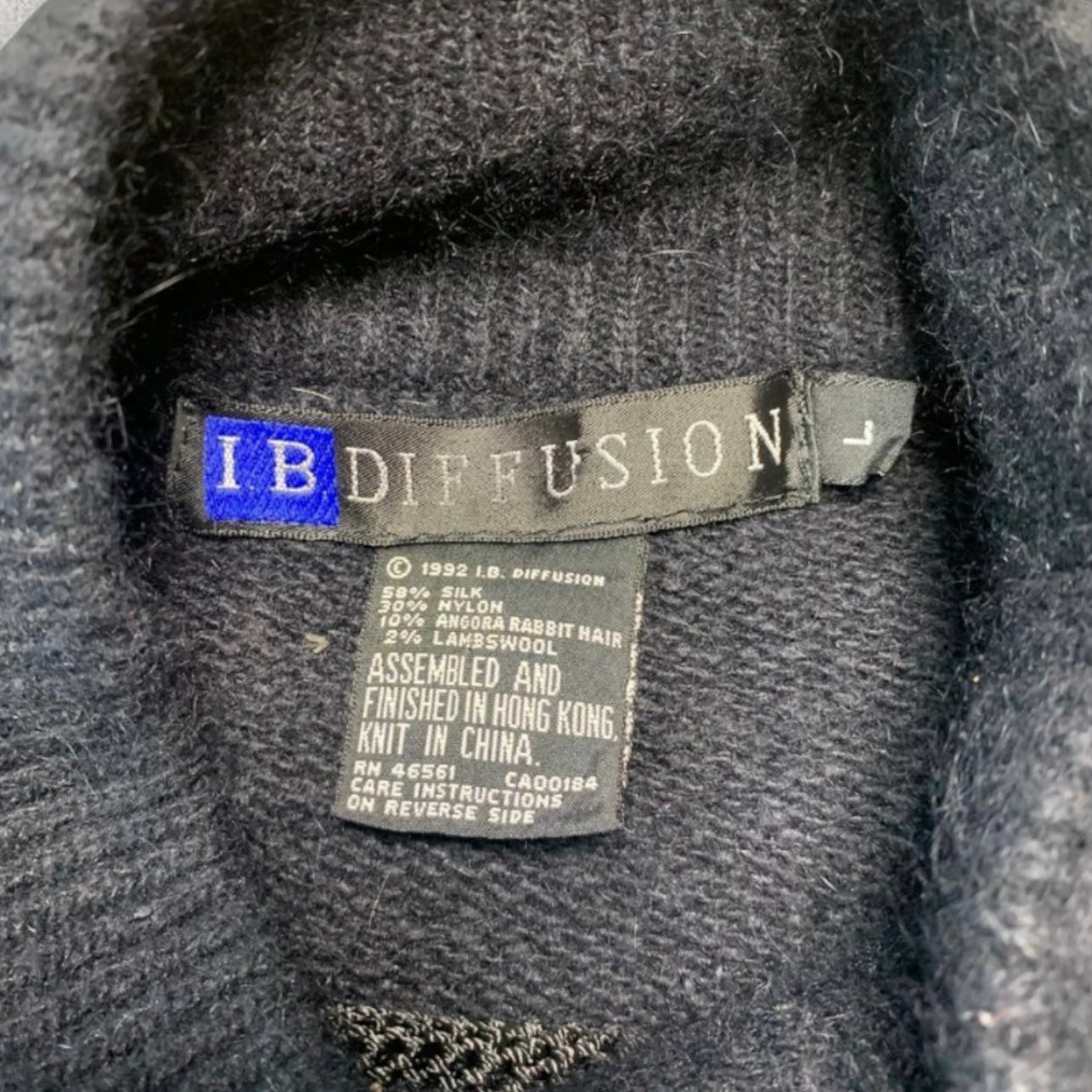 Vintage IB Diffusion Silk & Rabbit Fur Turtleneck Jeweled Sweater Size Large
