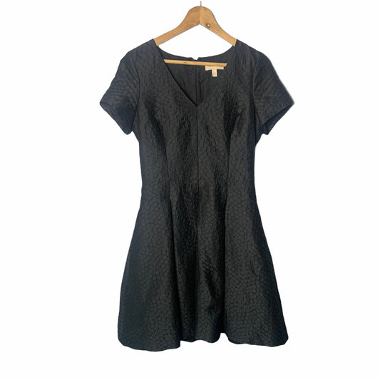 Black Jacquard Dot Flare Dress