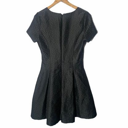 Black Jacquard Dot Flare Dress