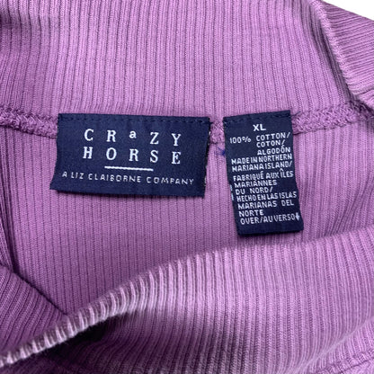 Vintage Crazy Horse Ribbed High Neck Lilac Short Sleeve Top