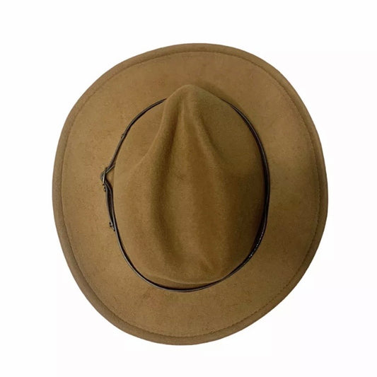 Women's Cinnamon Belted Fedora Hat
