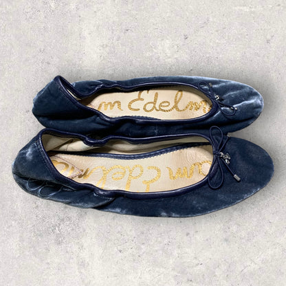 Sam Edelman Felicia Velvet Blue Bow Ballet Flats Women’s Size 11