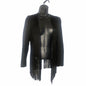 Black Fringe Goat Leather Crop Jacket