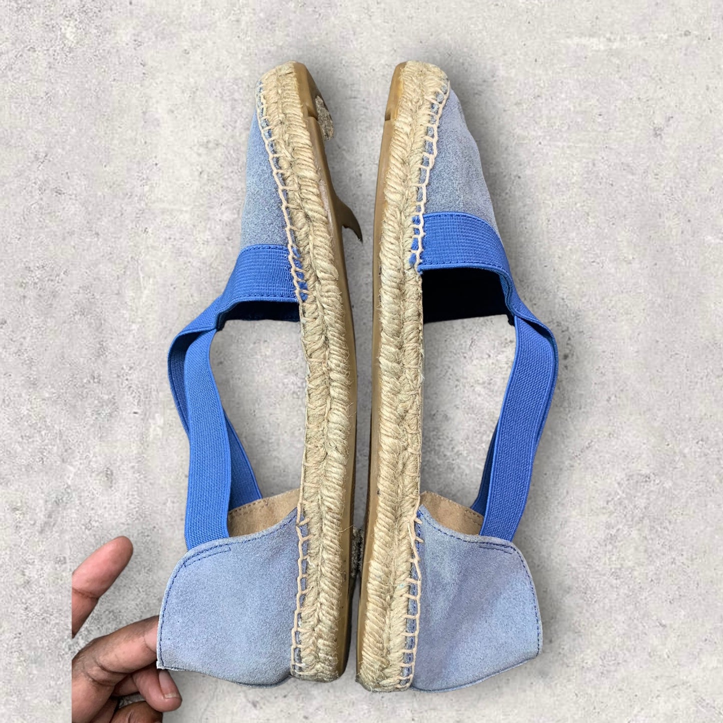 Talbots Leather Criss Cross Blue D’Orsay  Espadrille Flats Women’s Size 7