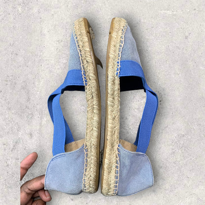 Talbots Leather Criss Cross Blue D’Orsay  Espadrille Flats Women’s Size 7