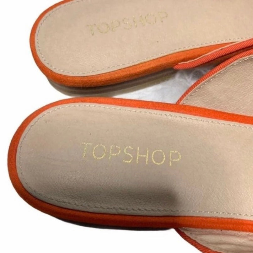Topshop Embellished Orange Mule Slides