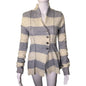 Women's Seamed Wool Blend Button Front Gray & White Cardigan Size XS