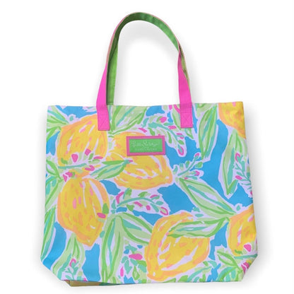Women's Floral Lemons Beach Tote Bag